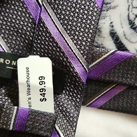 Pronto Uomo Black and Purple Striped Tie - Picture 3 of 6